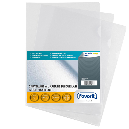 FAVORIT PRATIC 78 BUSTE A L IN PP CM 21X29.7 A4 BUCCIA D'ARANCIO TRASPARENTE CONF 50 Pz.